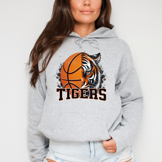 Half Bball Half Tiger Adult Hoodie (Gildan)