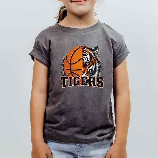 Youth Half Bball Half Tiger Tee (Bella Canvas)