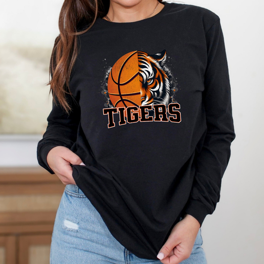 Half Bball Half Tiger Long Sleeve (Bella Canvas)