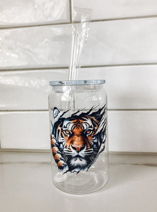 16oz Plastic Ripped Tiger Can